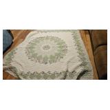 Handmade Patchwork Quilt with Green Star Motif