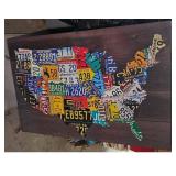 US Map Art With License Plate State Cutouts