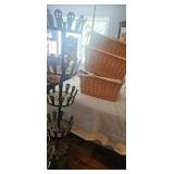 Wicker Baskets With Liners & Metal Shoe Stand