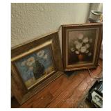 Framed Floral Paintings Pair