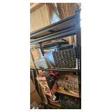 Metal Shelf With Storage Baskets and Contents