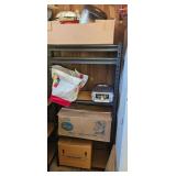 Metal Shelf With Boxes, Bag, Cookware, Carrier