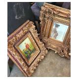 Framed Painting by Smith and Ornate Mirror Pair