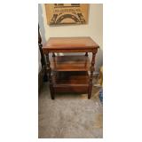 Wooden Side Table with Drawer and Shelves