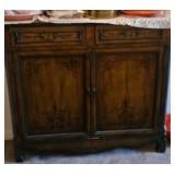 Wood Cabinet With Floral Motif and Damage