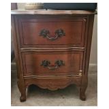 Wooden Two-Drawer Bedside Nightstand
