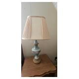 Porcelain and Brass Table Lamp with Shade
