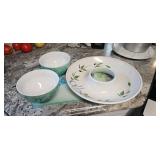 Stoneware Bowls and Hand-Painted Platter Set