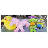 Group Plush Lot: Pikachu, Unicorn, TMNT, Minion