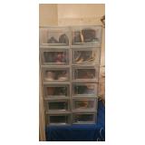 Stacked Container With Assorted Shoes