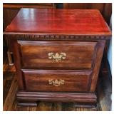 Wooden Two-Drawer Nightstand With Brass Pulls