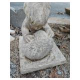Concrete Garden Statue of Child Hugging Rock