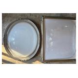 Pair Ornate Oval and Rectangular Convex Glass Fram