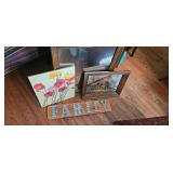 Framed Mirror, Artworks, and FAMILY Sign