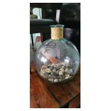 Clear Glass Bottle With Rope Neck and Stones