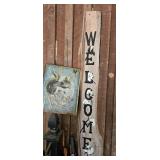 Rustic Wooden Welcome Sign with Floral Design