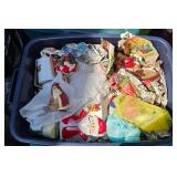 Tote of Christmas Santa Figurines and Mugs