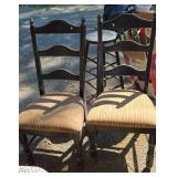 Black Wood Chairs With Striped Seats