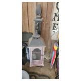 Metal and Wood Lantern with Glass Panel Door