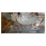 Cut Glass Punch Bowl With Four Matching Cups