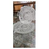Pressed Glass Serving Plates with Floral Motif