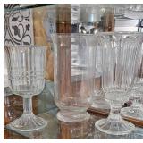 Three Clear Glass Vases or Goblets