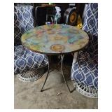 Round Glass Table With Butterfly Floral Design