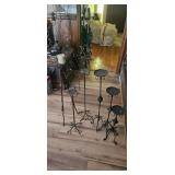 Five Wrought Iron Candle Holders