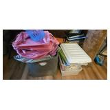 Storage Bin Lot with Pink Backpack