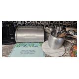 Metal Bread Box and Aluminum Utensil Holder