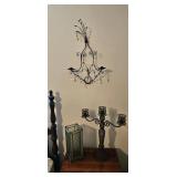 Metal Candle Holders and Glass Lantern Set