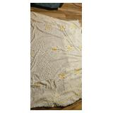 White Cotton Chenille Bedspread with Floral Accent