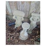 Pair Concrete Cherub Garden Statues with Base