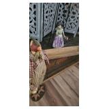 Decorative Fabric Chicken, Girl Figure, Wood Bowl