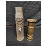 2 shell casing trench art pieces