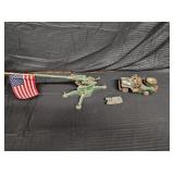 Diecast Military Jeep, Tank, gun