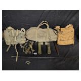 various military smalls - flashlights, metalsheath