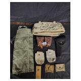 various empty pouches, holster, belts
