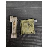 Vintage Military Flashlight & Ammo Pouch
