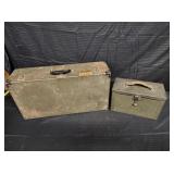 metal suitcase - rust on bottom, metal storage box