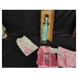 Vietnam silk scarf, silk pjs, doll