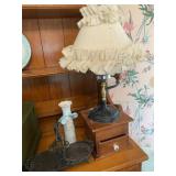Table Lamp With Ruffled Shade and Mixed Metals