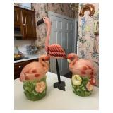 Flamingo Kitchen Jars And Metal Figure Set