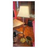 Brass Floor Lamp With Beige Shade