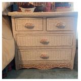 Wicker Nightstand with Four Drawers