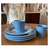 Homer Laughlin Fiesta Blue Dinnerware Set