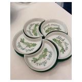 Green Floral Ceramic Relish Tray With 5 Dishes