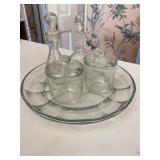 Glass Cruet Set With Partitioned Tray