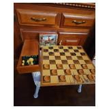 Wooden Chess and Checkers Set with Pieces