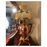 Copper Samovar Table Lamp With Glass Shade